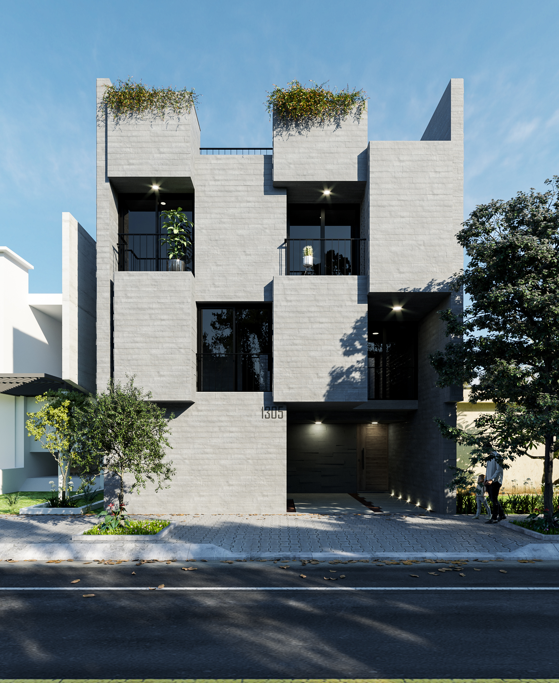 Vista frontal de casa villa estela